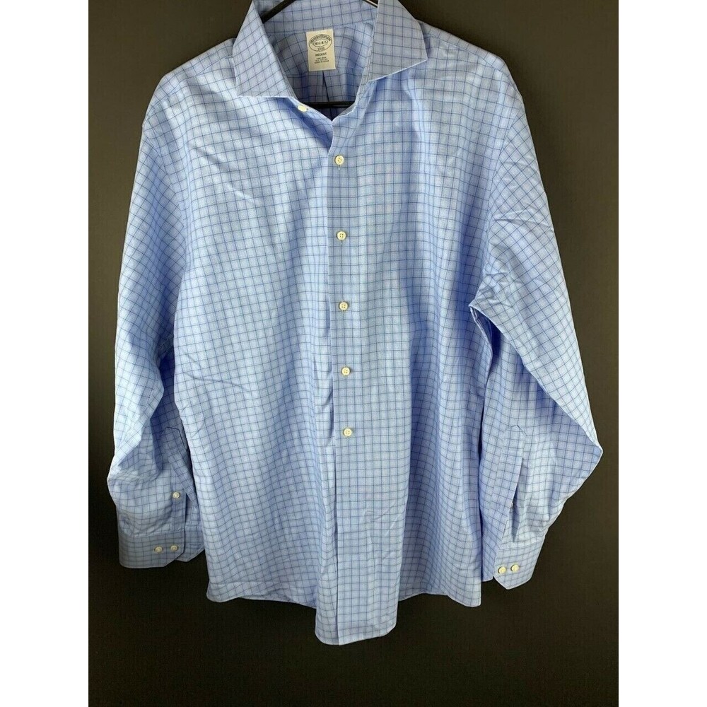 Brooks Brothers Regent Mens Shirt Non Iron Cotton 16 1/2 Blue Plaid